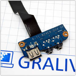 Плата расширения USB  со звуковыми разъемами ноутбука DNS W258ELQ 0161102 6-71-W24E8-D04